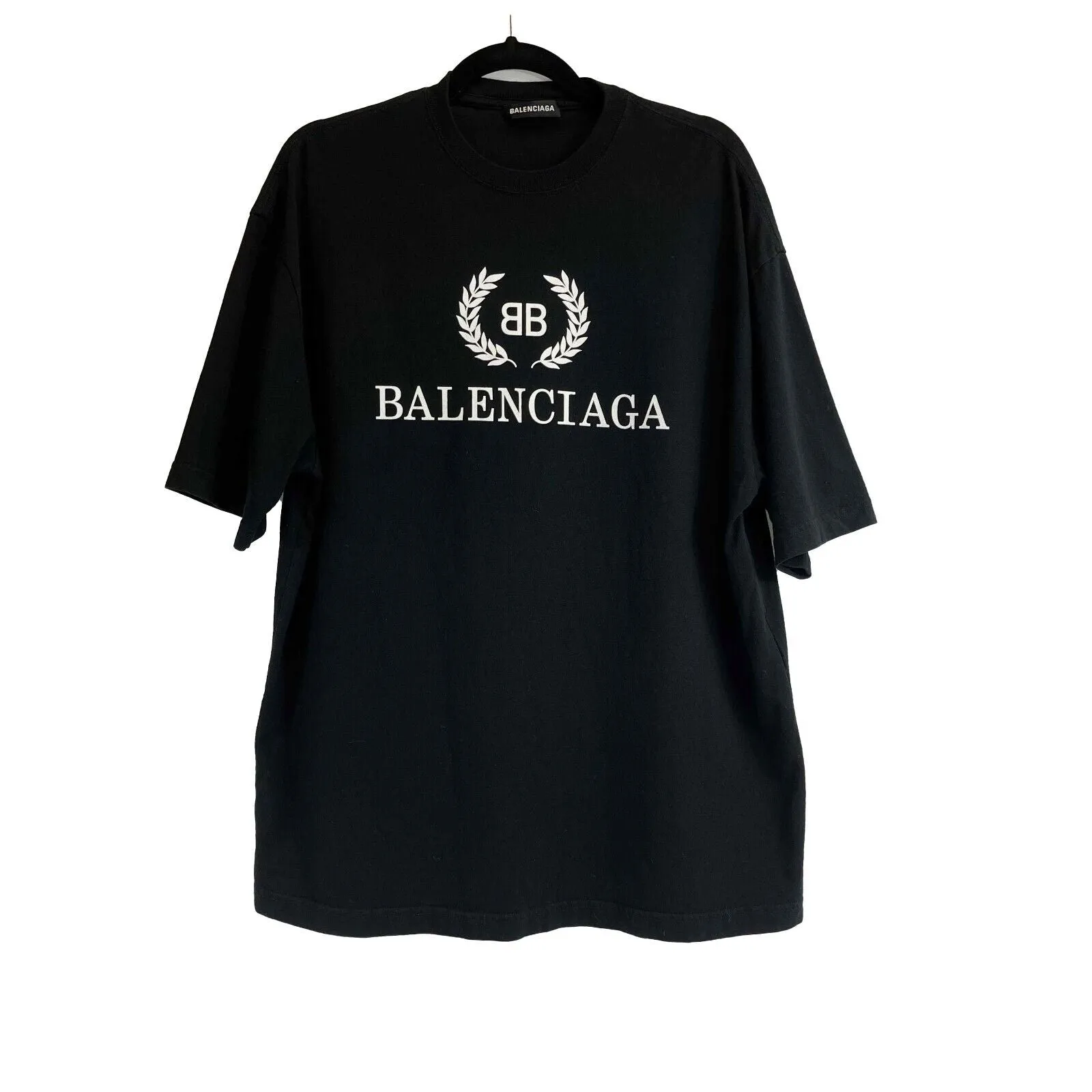 Balenciaga - Men's SS19 Logo Crown Oversized Black T-Shirt - Size S