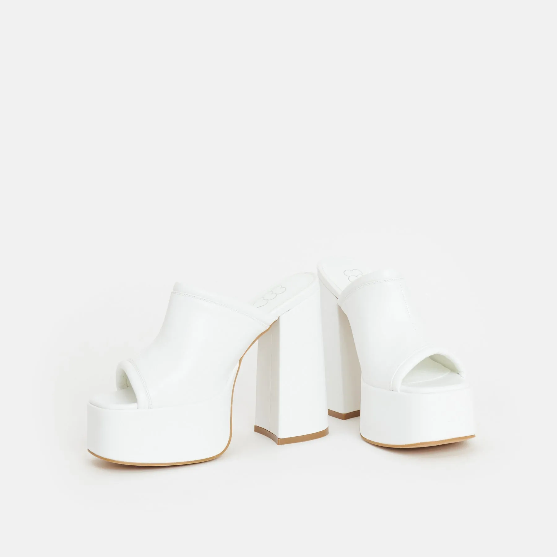 Balsa White Heeled Mules