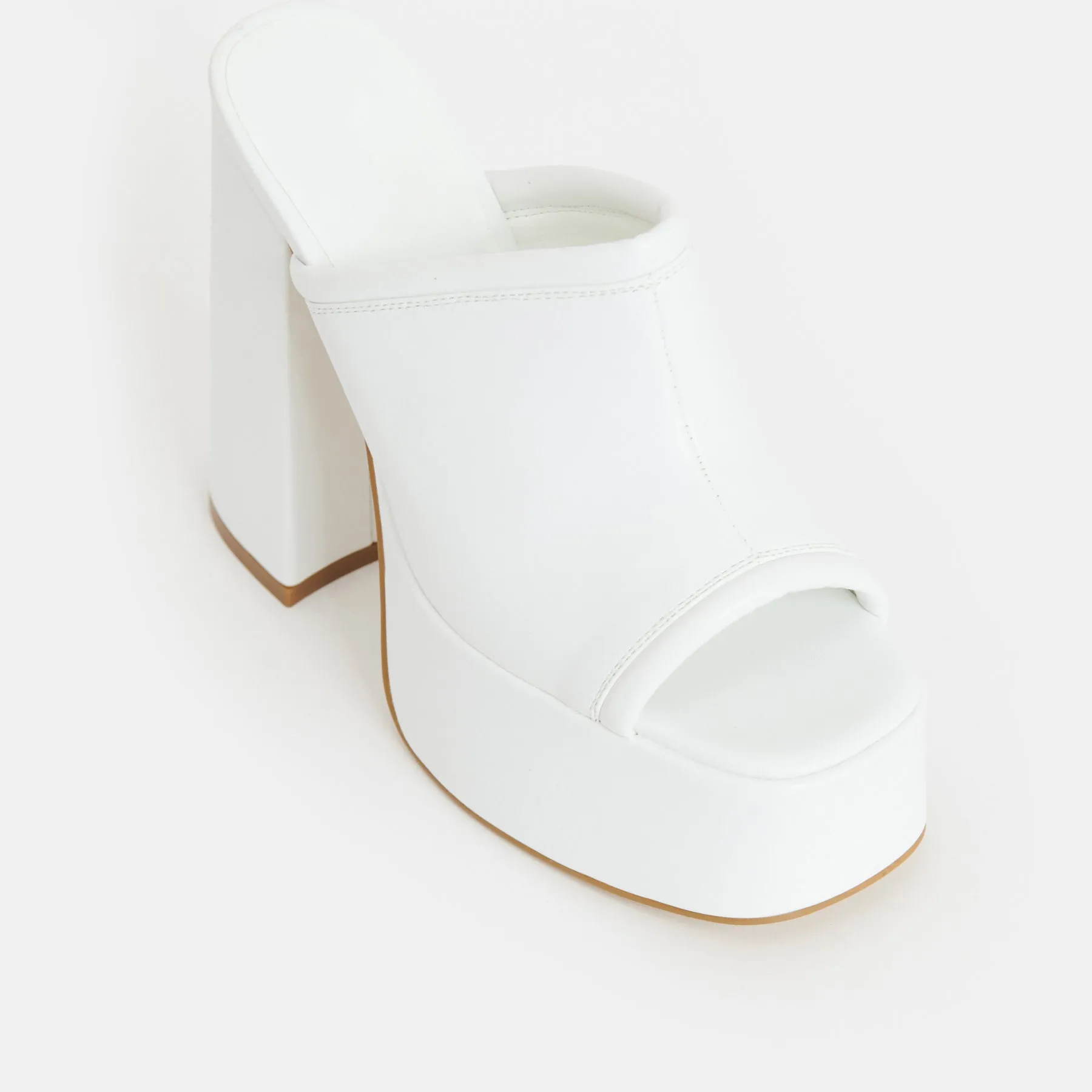 Balsa White Heeled Mules