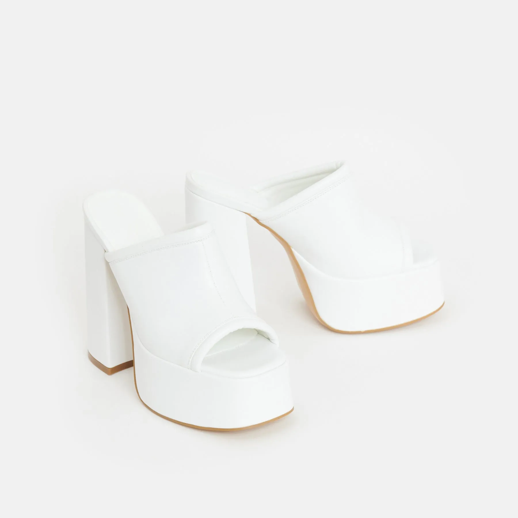 Balsa White Heeled Mules