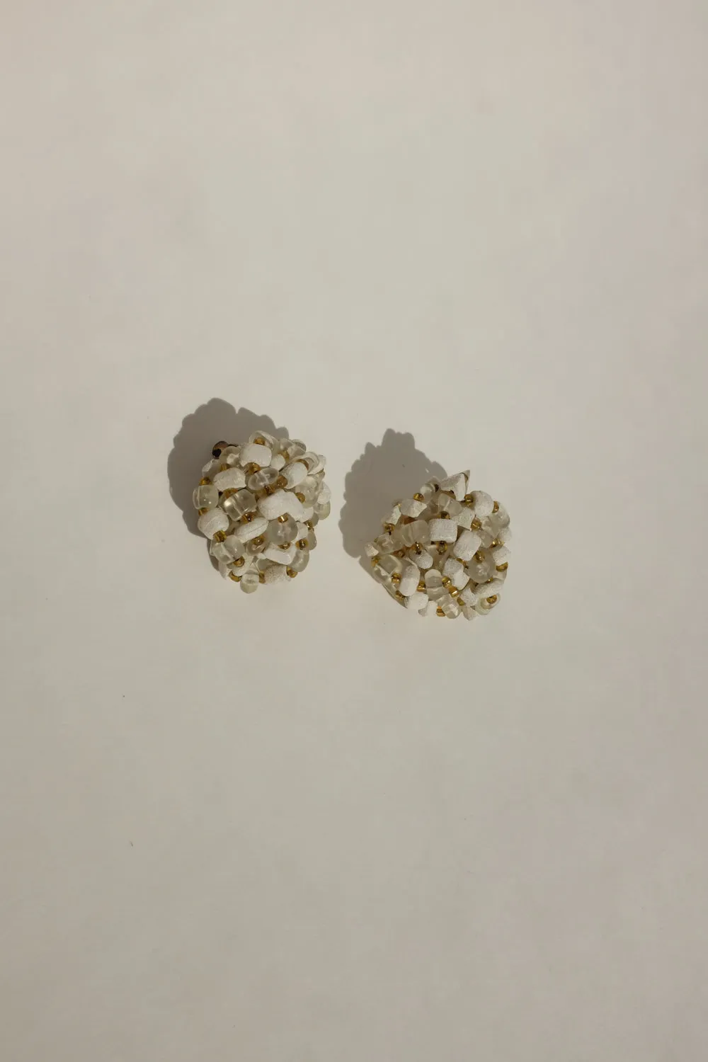 BEADED CREAM WHITE VINTAGE EARRINGS