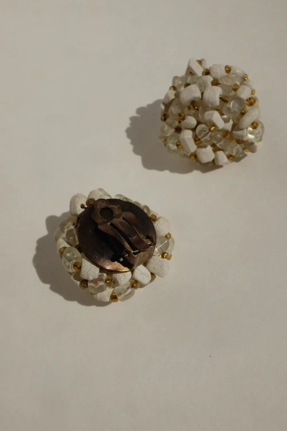 BEADED CREAM WHITE VINTAGE EARRINGS