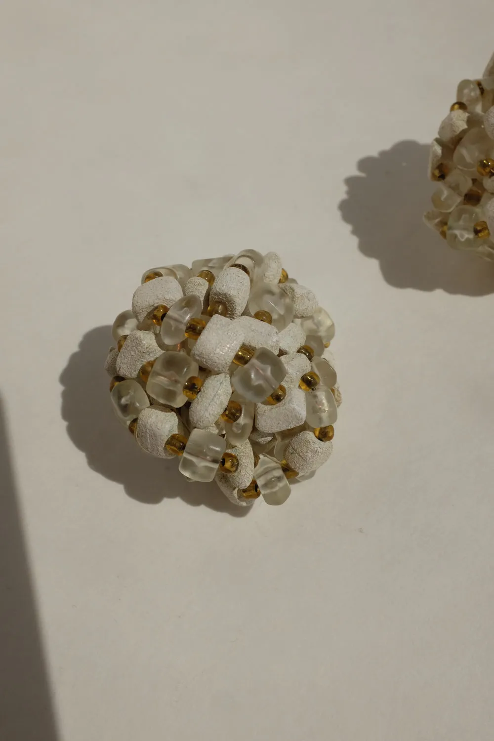 BEADED CREAM WHITE VINTAGE EARRINGS