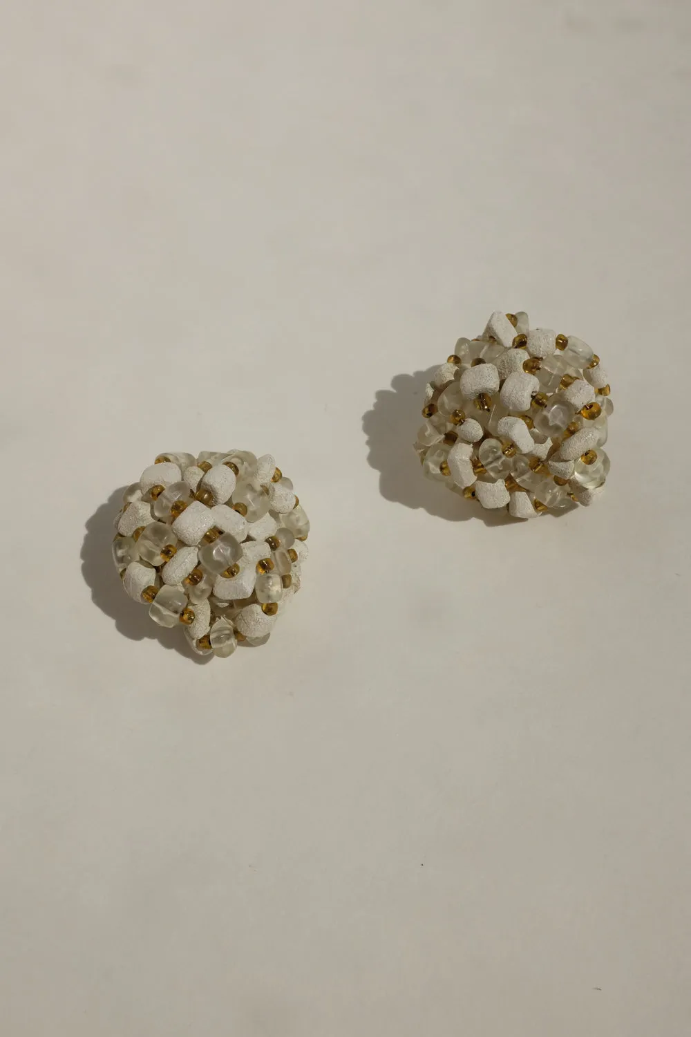 BEADED CREAM WHITE VINTAGE EARRINGS