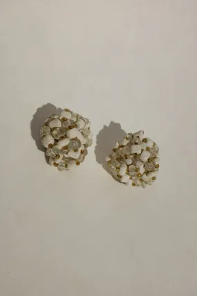 BEADED CREAM WHITE VINTAGE EARRINGS