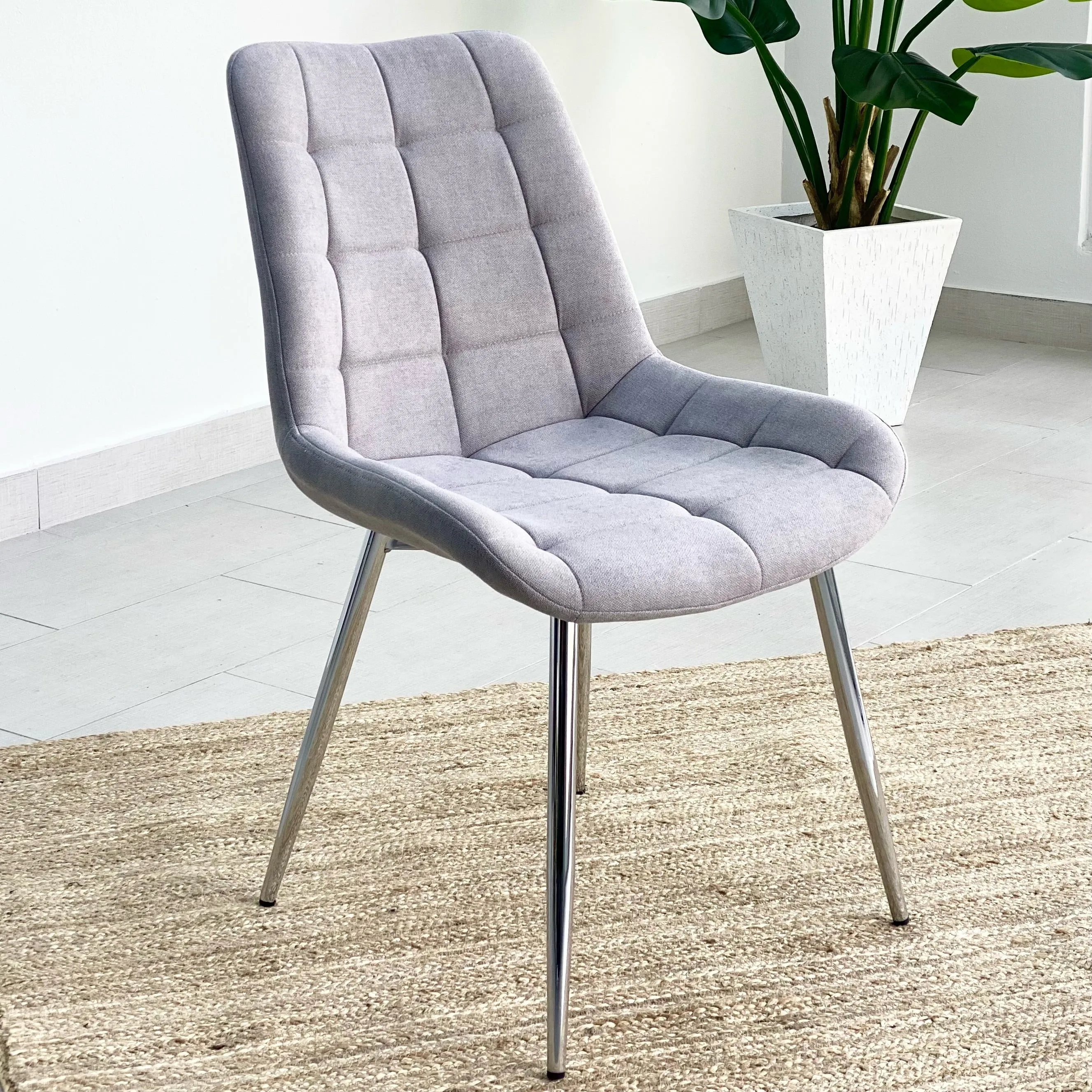 Beyond GrayFabric Chair Silver Legs