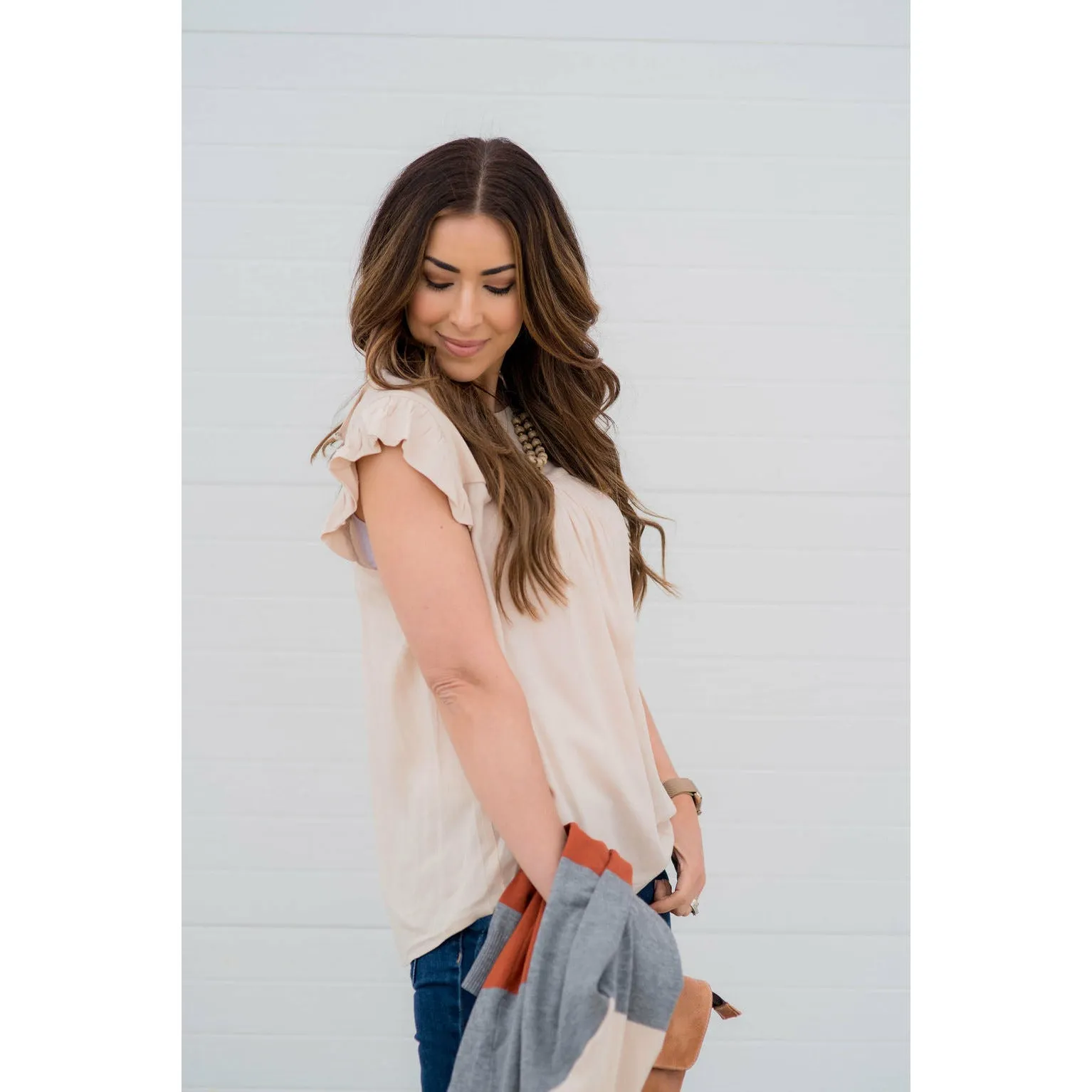 Bib Flutter Sleeve Blouse