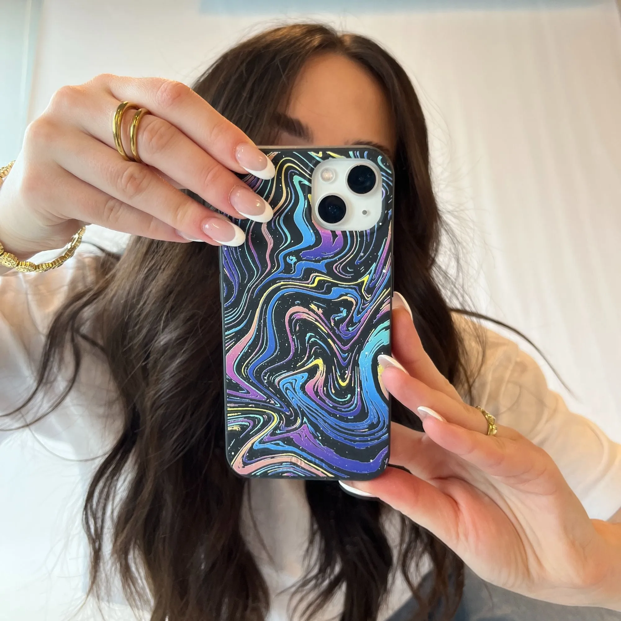 Black Galaxy Swirls iPhone 12 Pro Max Case