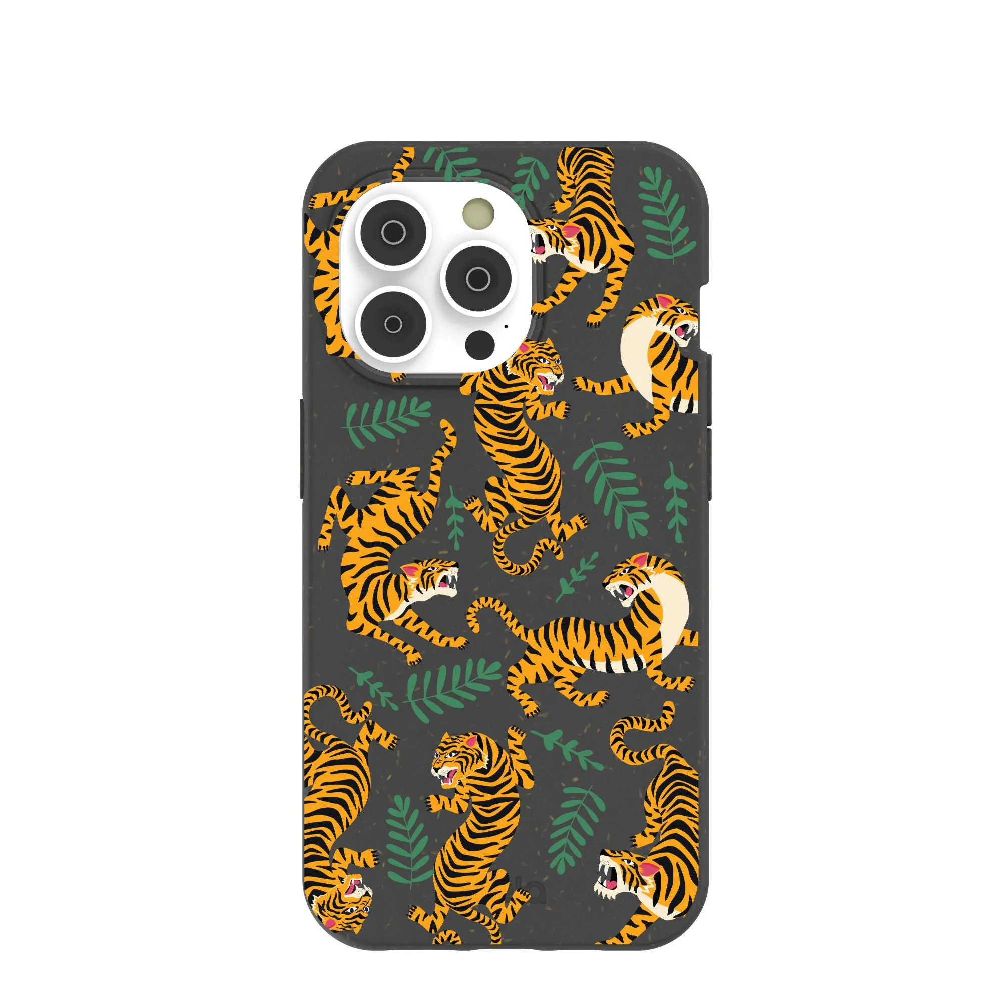 Black Playful Tigers iPhone 14 Pro Case with MagSafe Module