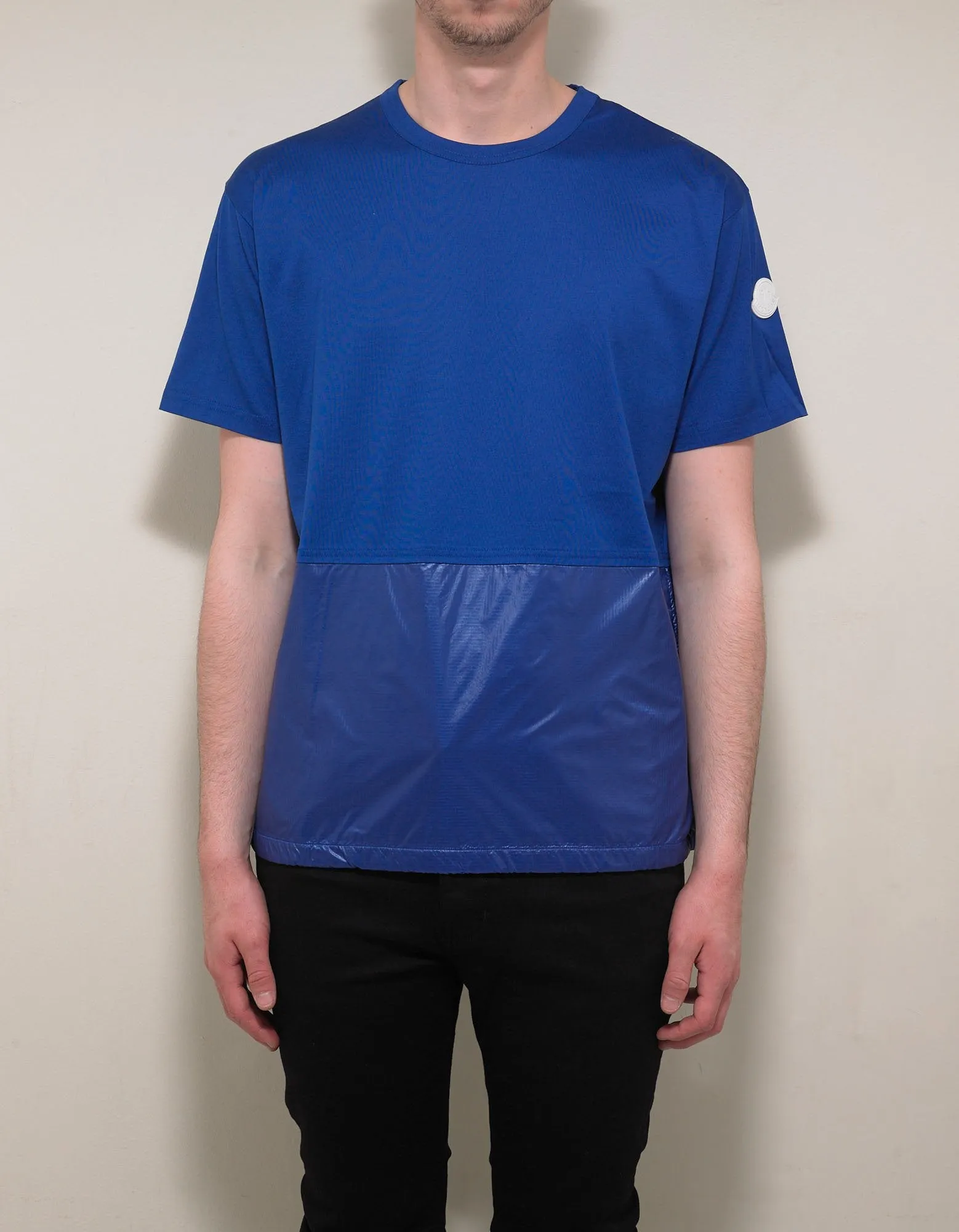 Blue Nylon Panel T-Shirt