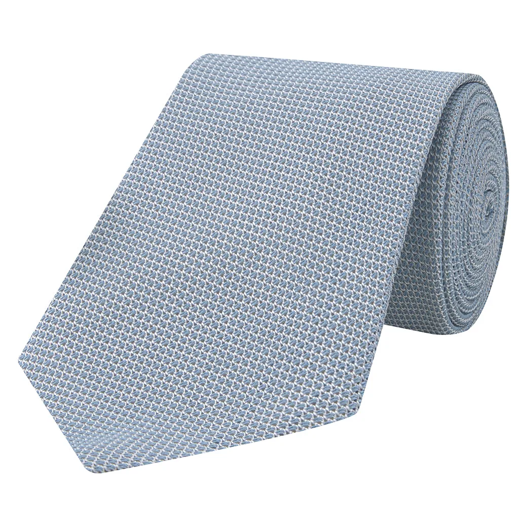 Blue Solid Grenadine Woven Silk Tie