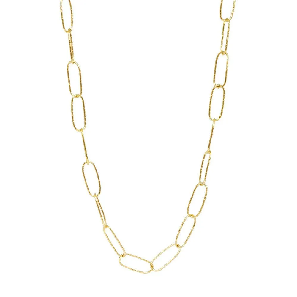 Bold Texture Paperclip Gold Vermeil Chain