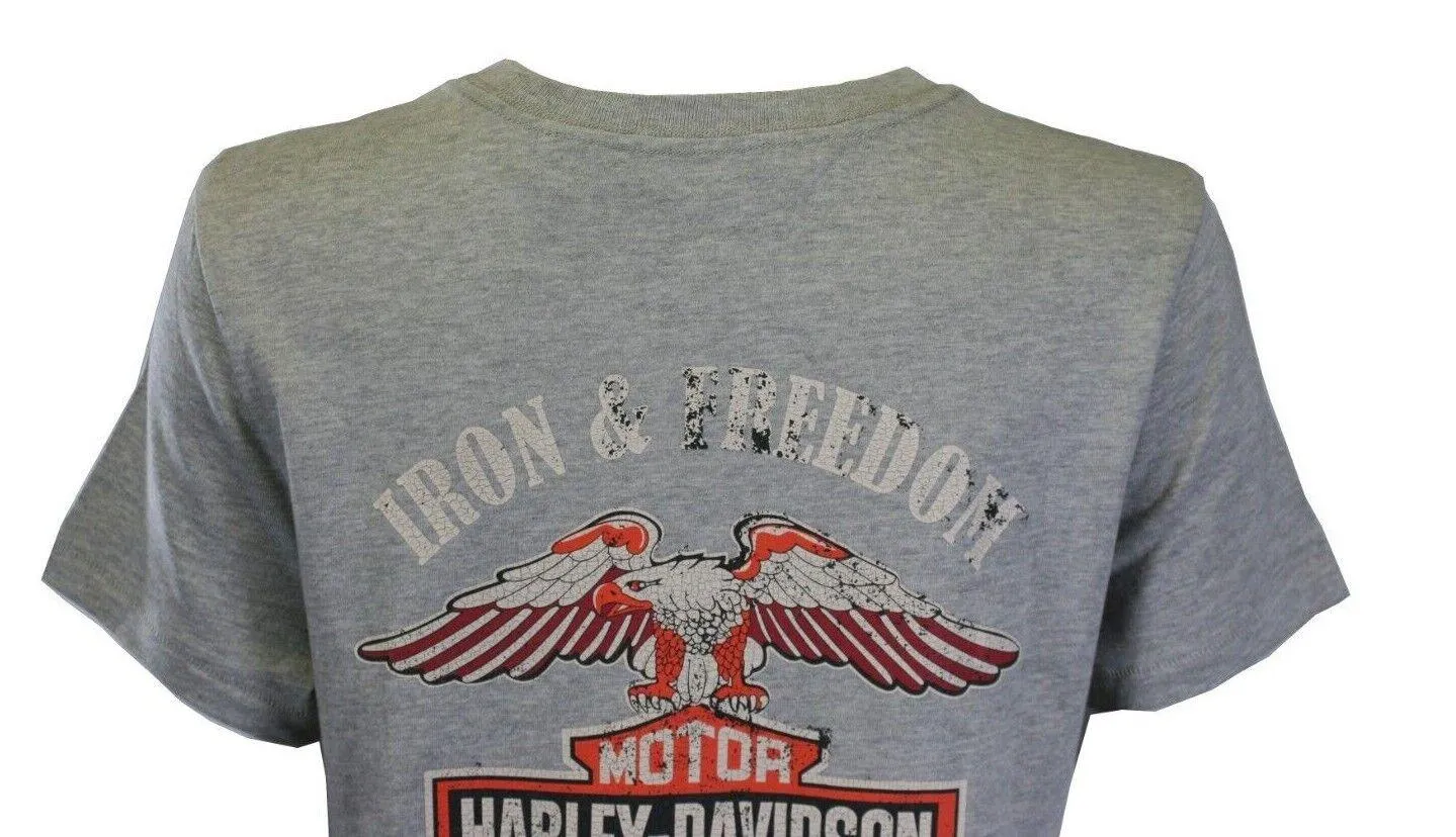 Branded Women's T-Shirt Grey Iron & Freedom Eagle Short Sleeve Tee (S44)