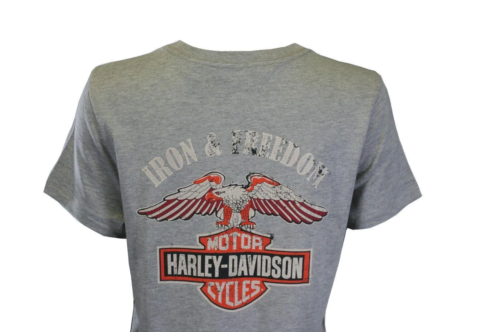 Branded Women's T-Shirt Grey Iron & Freedom Eagle Short Sleeve Tee (S44)