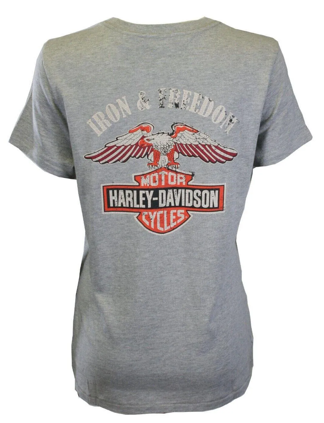 Branded Women's T-Shirt Grey Iron & Freedom Eagle Short Sleeve Tee (S44)