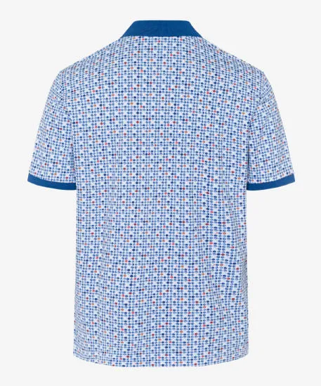 Brax Pico Blue Patterned Polo Blue