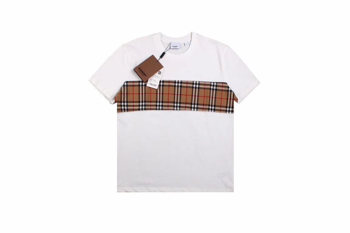 Burberry Check Panel T-Shirt (White)