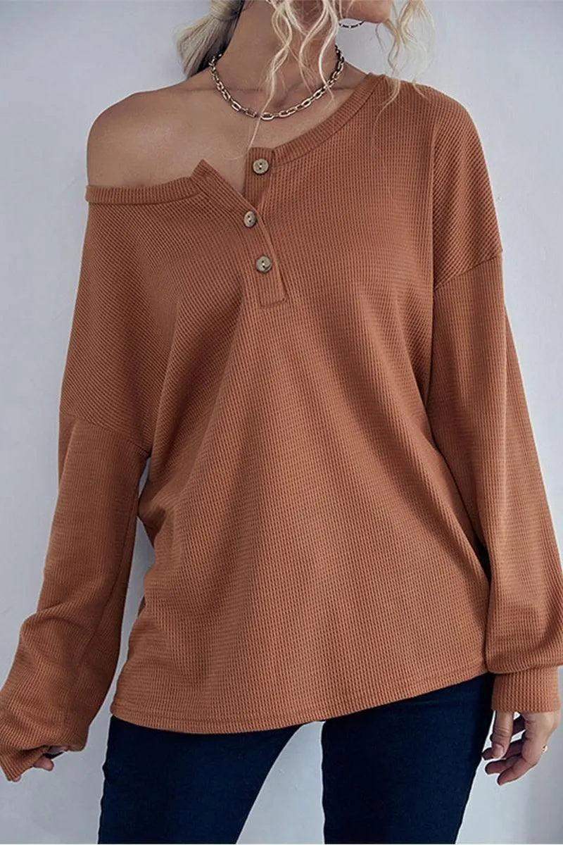 BUTTON DETAIL LOOSE FIT CASUAL TOP