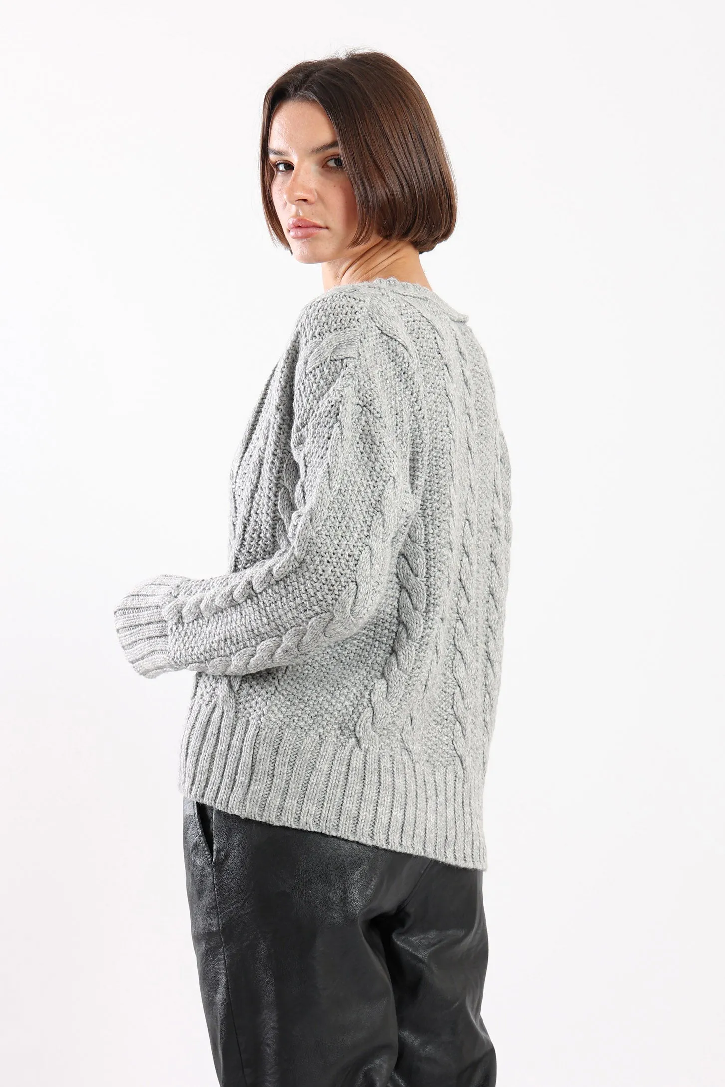 BUTTON UP KNIT CARDIGAN - GREY