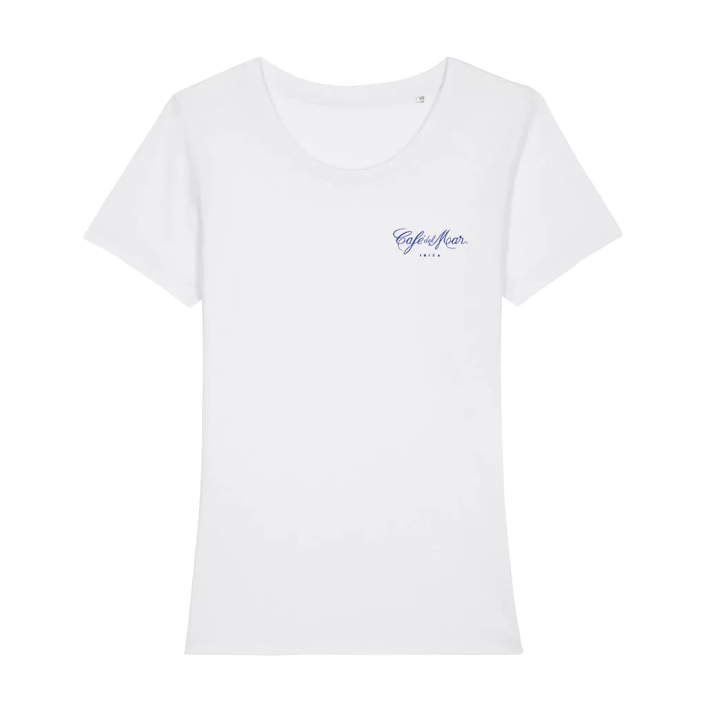 Café del Mar Ibiza Small Blue Logo Women's Iconic Fitted T-Shirt