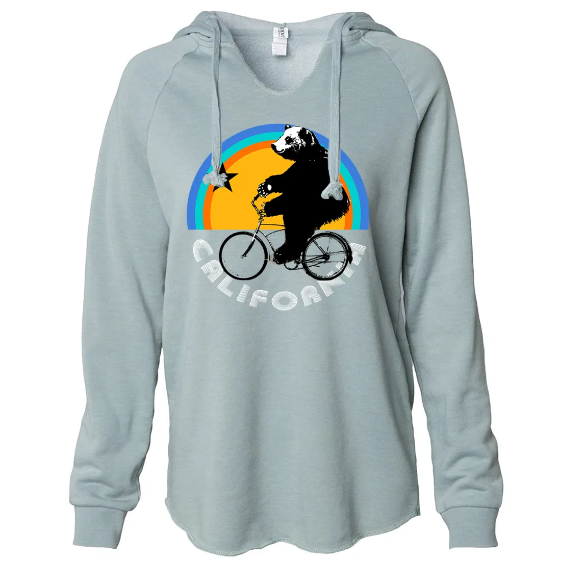 California Bear On Bike Women's Soft Hooded Pullover