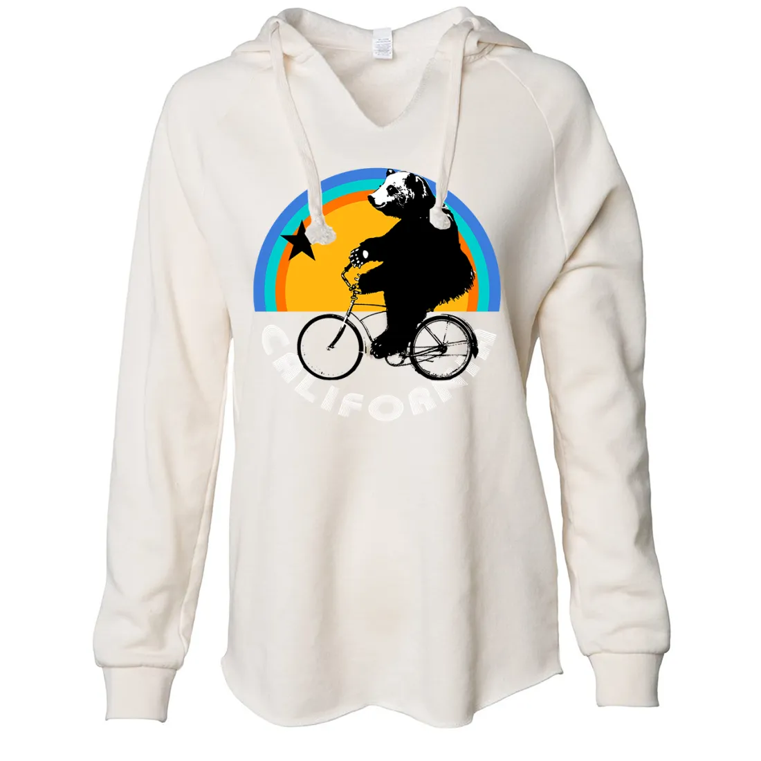 California Bear On Bike Women's Soft Hooded Pullover