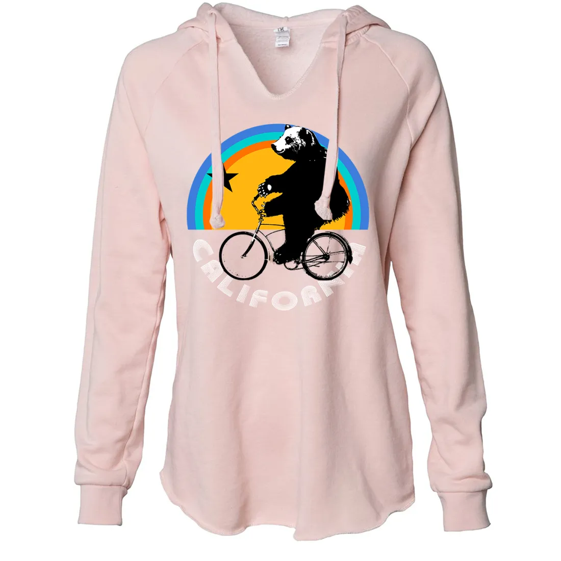 California Bear On Bike Women's Soft Hooded Pullover