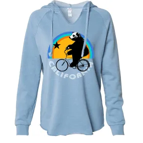 California Bear On Bike Women's Soft Hooded Pullover