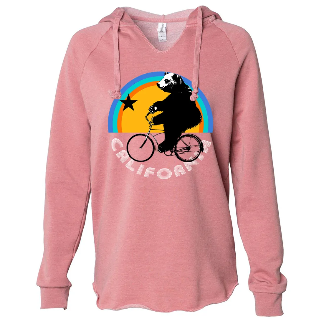 California Bear On Bike Women's Soft Hooded Pullover