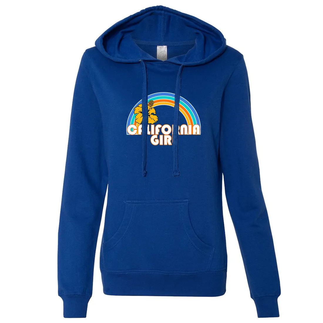 California Girl Rainbow Hibiscus Ladies Lightweight Fitted Hoodie