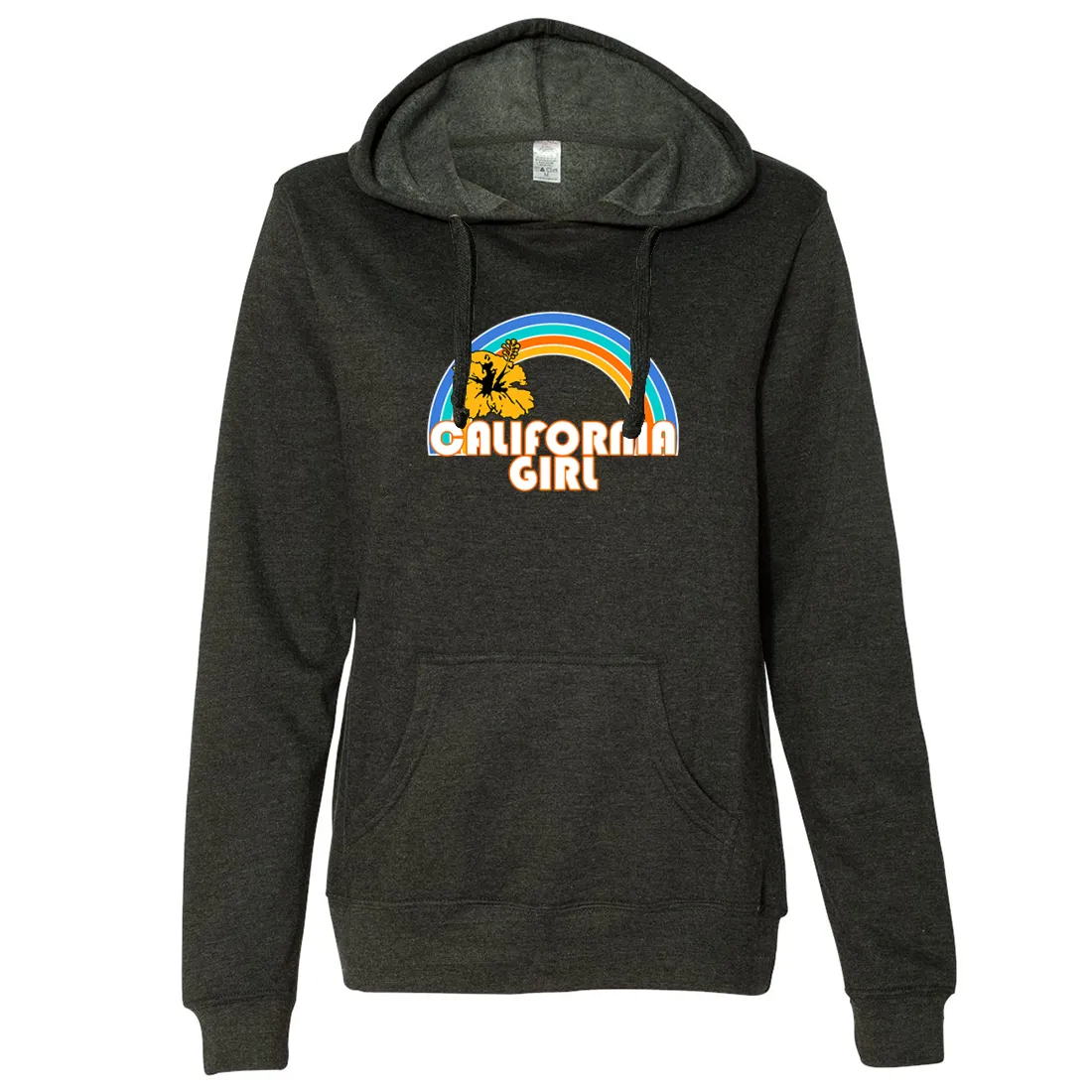 California Girl Rainbow Hibiscus Ladies Lightweight Fitted Hoodie