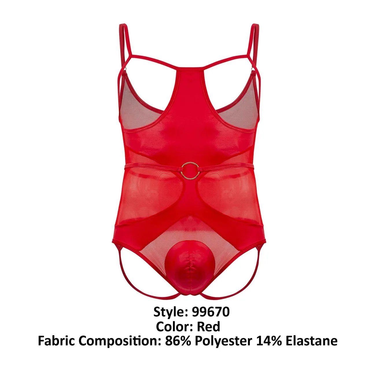 CandyMan 99670 Harness Bodysuit Color Red