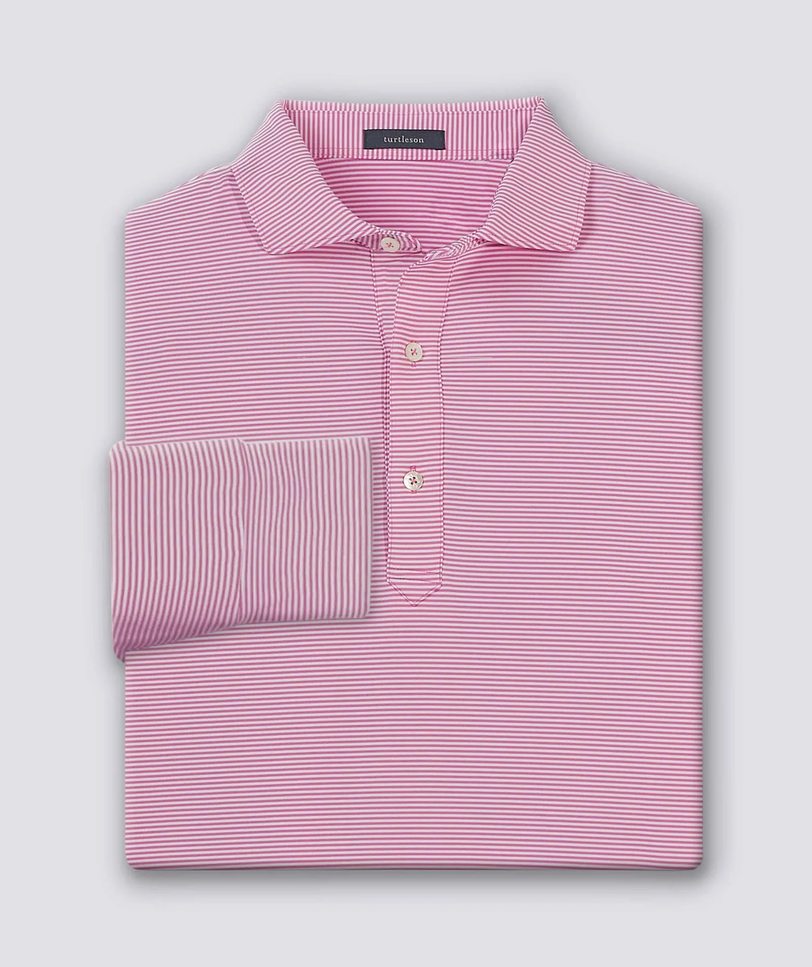 Carter Stripe Performance Polo, Long Sleeve - Closeout