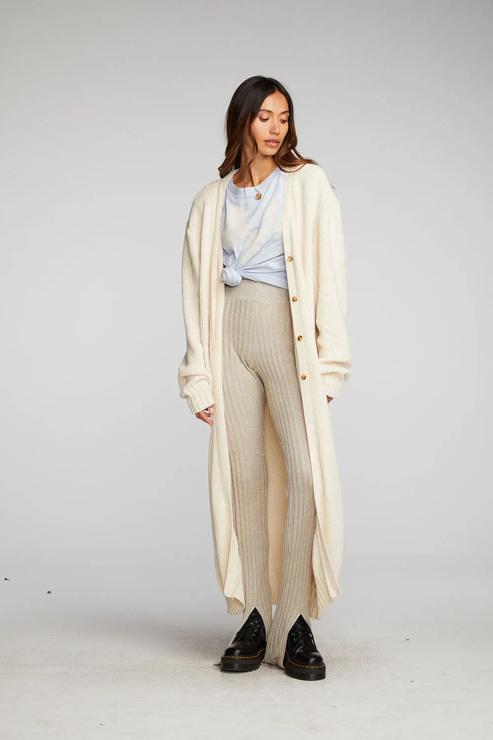 Chenille Sweater Knit Button Down Long Cardigan