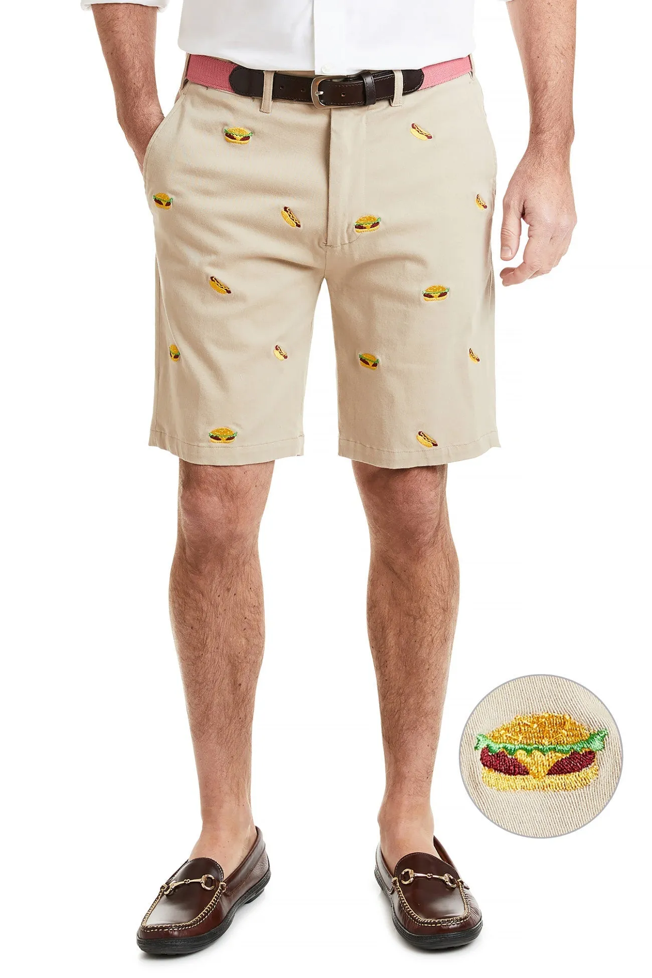 Cisco Short Stretch Twill Khaki with Hamburger & Hotdog