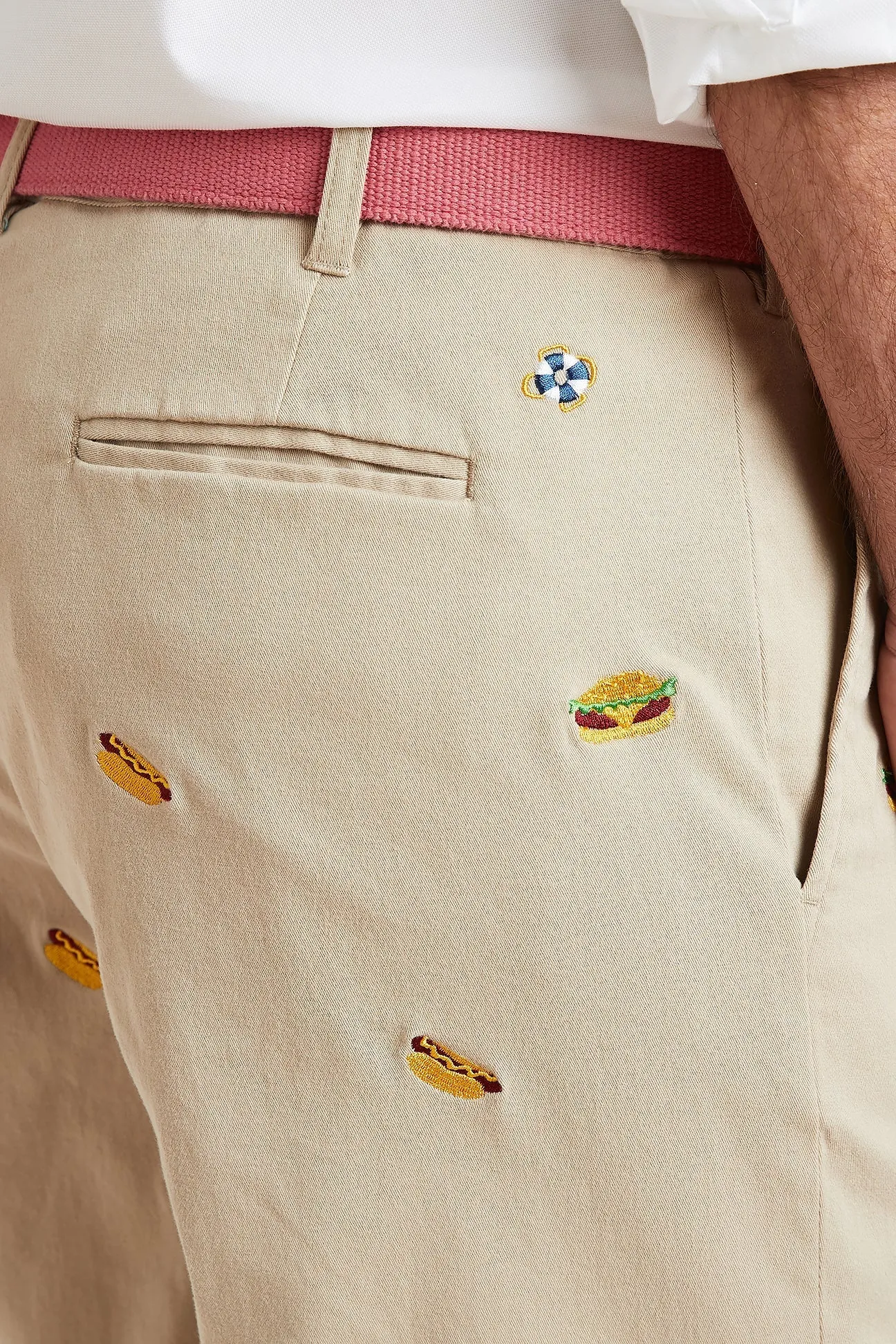 Cisco Short Stretch Twill Khaki with Hamburger & Hotdog