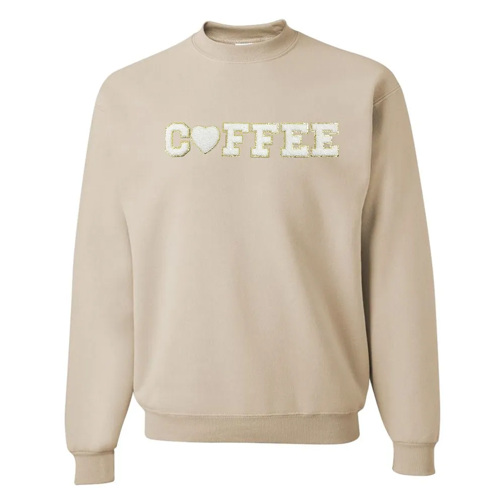 Coffee Heart Letter Patch Crewneck Sweatshirt