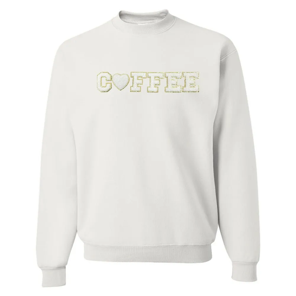 Coffee Heart Letter Patch Crewneck Sweatshirt