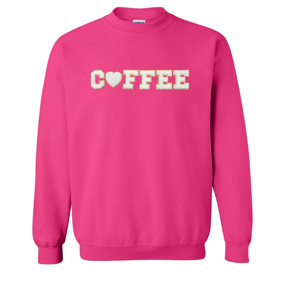 Coffee Heart Letter Patch Crewneck Sweatshirt