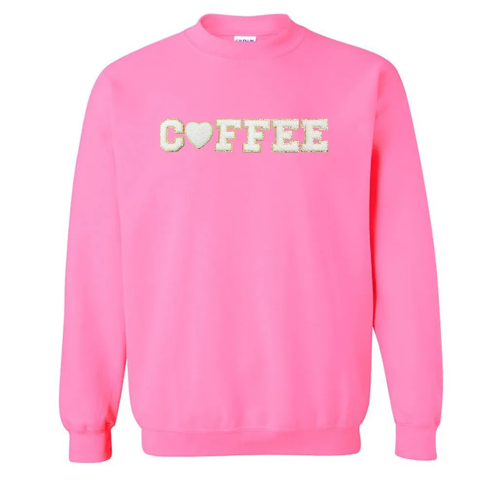 Coffee Heart Letter Patch Crewneck Sweatshirt