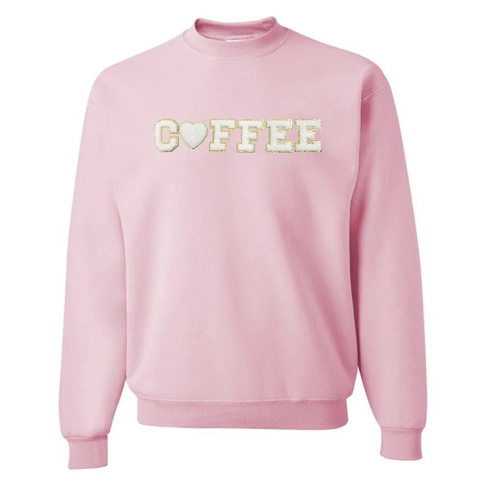 Coffee Heart Letter Patch Crewneck Sweatshirt