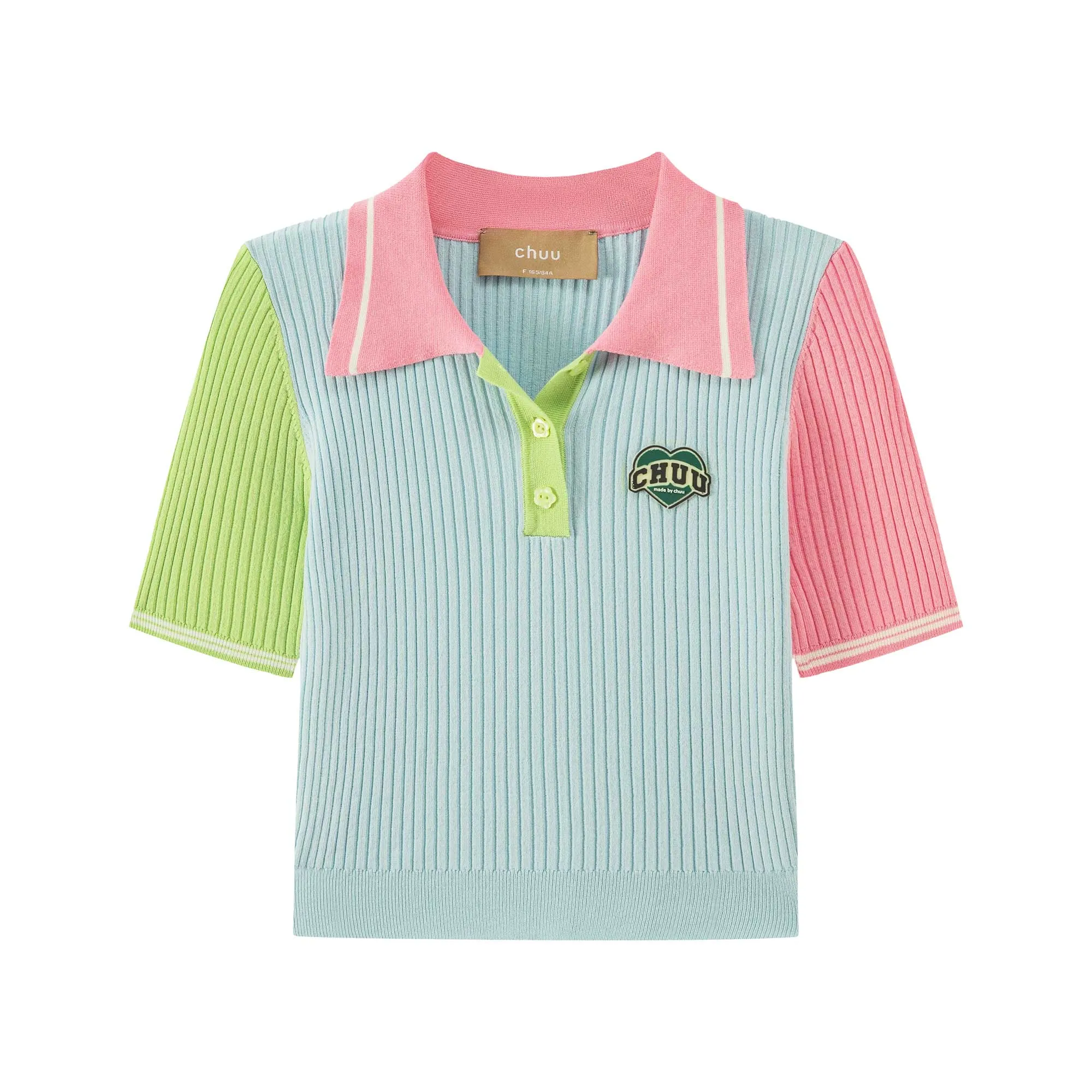 Color Block Knit Polo Top