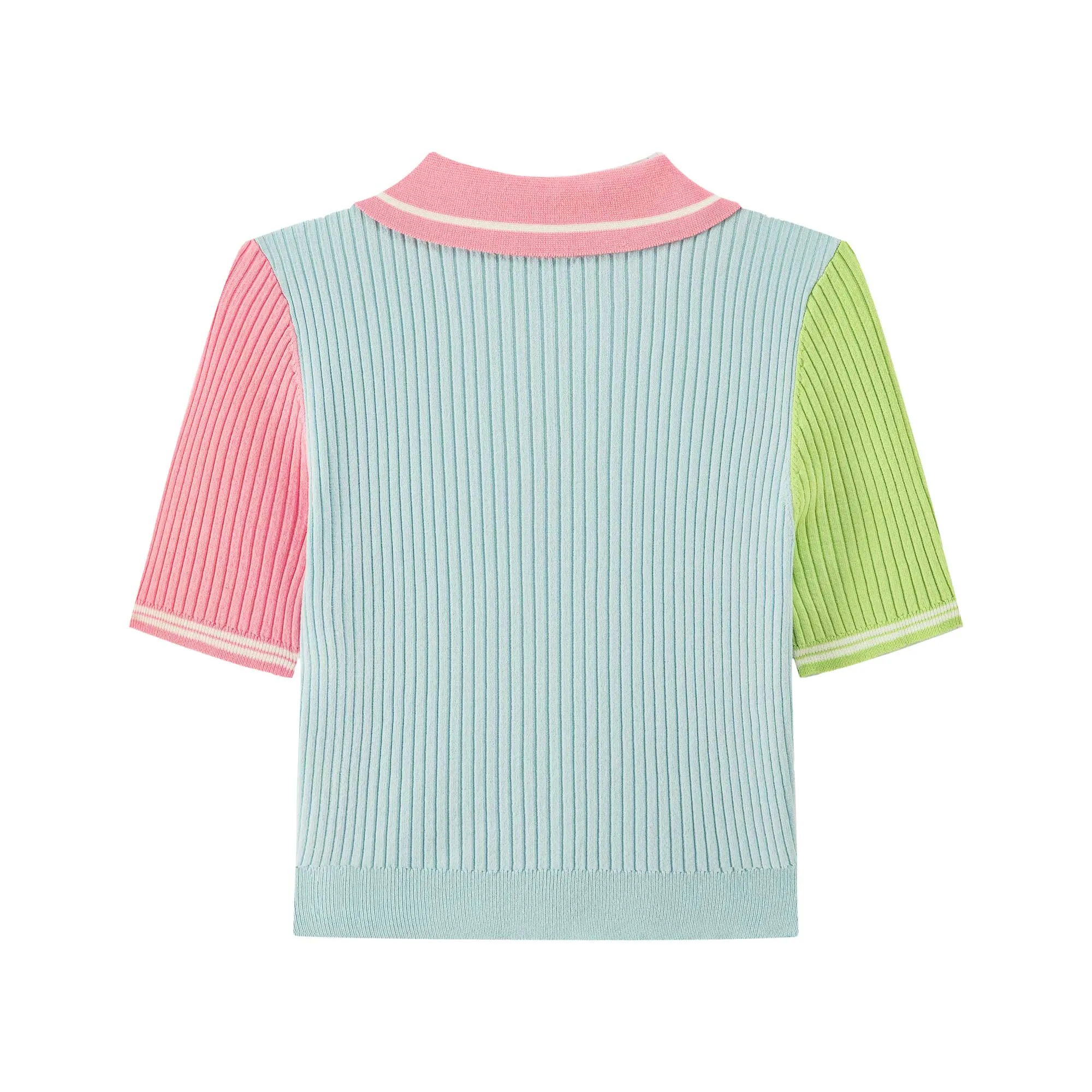 Color Block Knit Polo Top