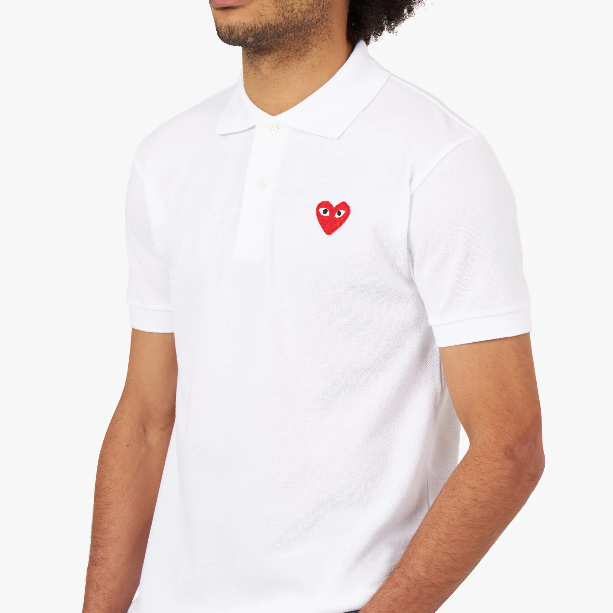 COMME des GARÇONS PLAY Red Heart Polo Shirt / White