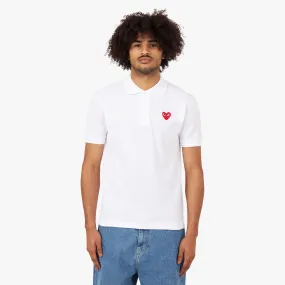 COMME des GARÇONS PLAY Red Heart Polo Shirt / White