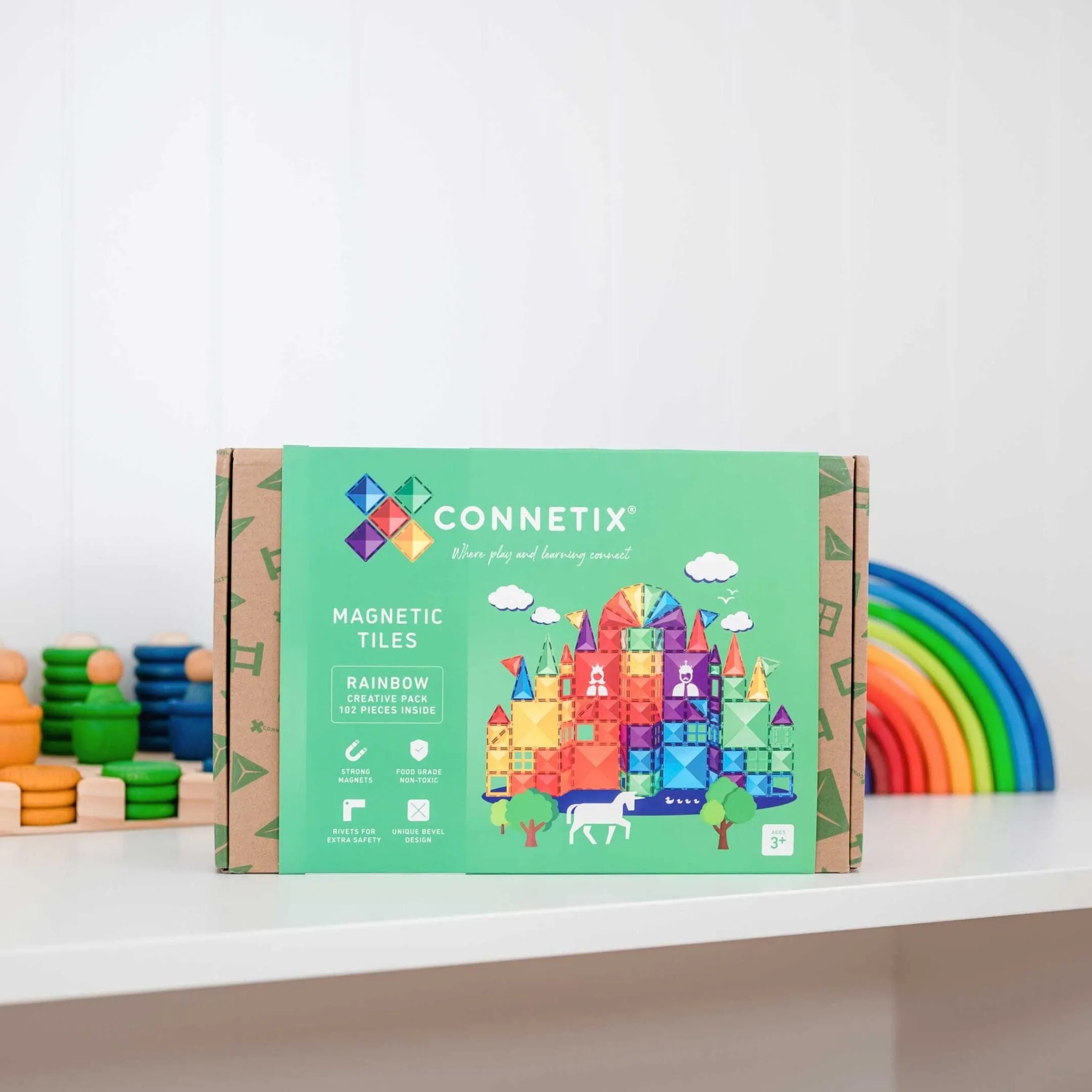 Connetix Tiles - 102 Piece Creative Pack - Rainbow