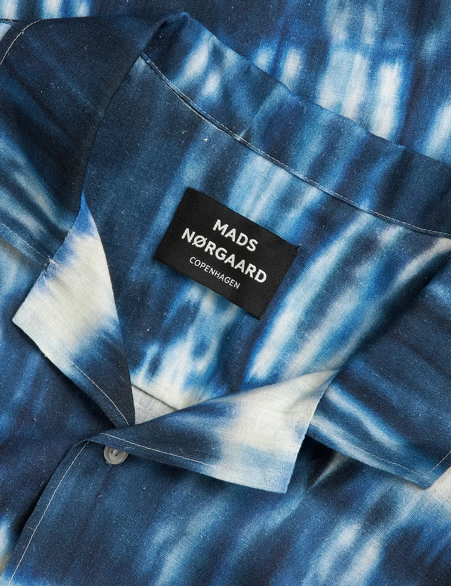 Cotton Linen Kenji AOP Shirt SS, Tie Dye Stripe AOP Merthyl Blu