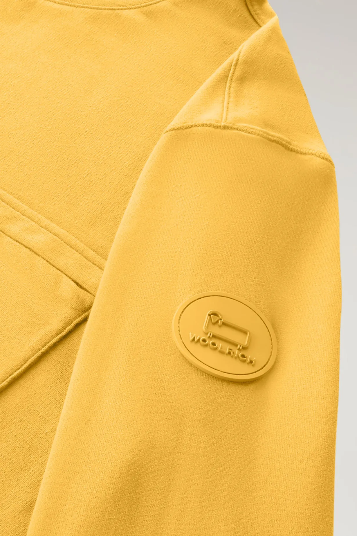 Crewneck In Pure Cotton Fleece With Zip Pocket Fire Yellow