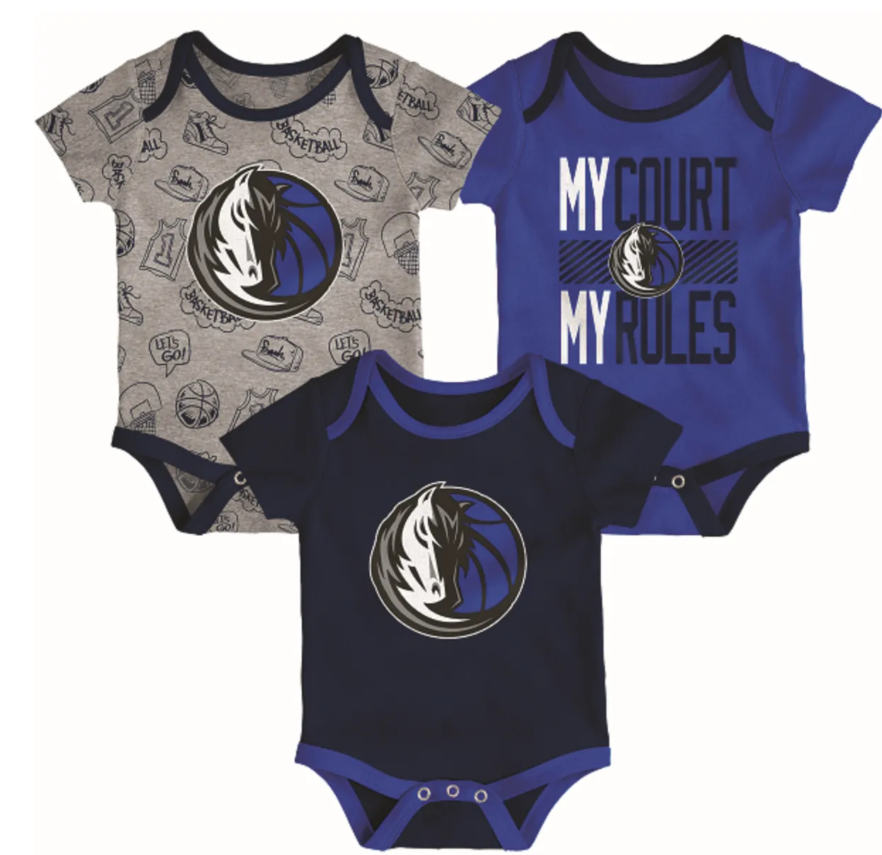 DALLAS MAVERICKS INFANT TRIFECTA 3PC CREEPER SET