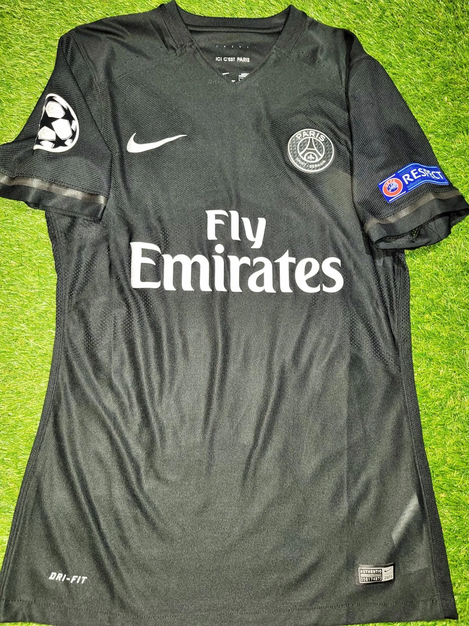 Di Maria PSG Paris Saint Germain UEFA PLAYER ISSUE 2015 2016 Third Jersey Shirt Maillot L SKU# 658899-011